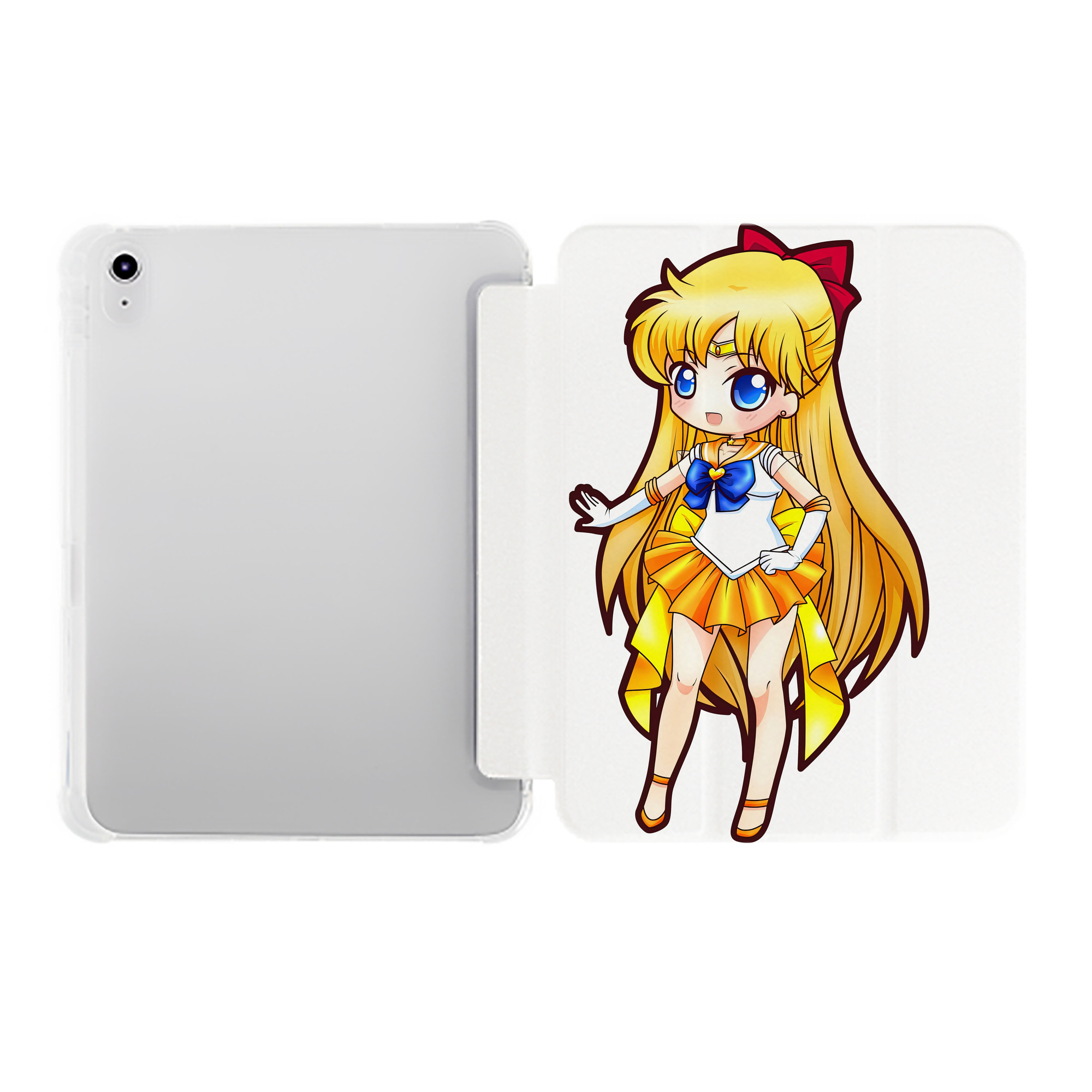 （画像用） 美少女戦士セーラームーン 愛野 美奈子 あいの みなこ Sailor Moon Aino Minako IPad ケース ペン収納付き 三つ折りスタンド PUレザー×シリコン 対応機種9.5/10.5/10.9インチ